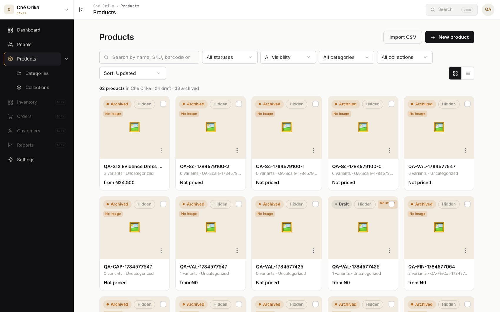 Product catalog admin
